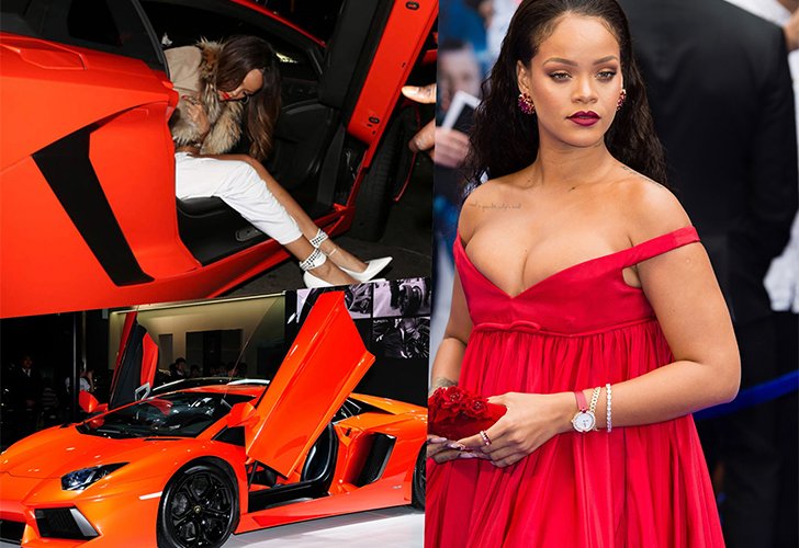 Rihanna in Lamborghini Aventador